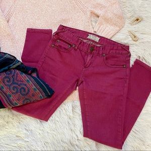 Free People Hot Pink Low Rise Skinny Jeans
